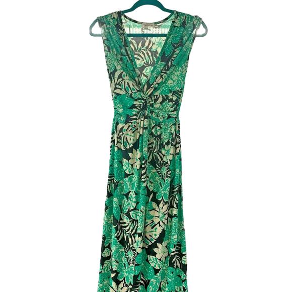 The Zig Zag Stripe Womens Dress Sleeveless Floral Gathered Ruched Size Small - Picture 1 of 8